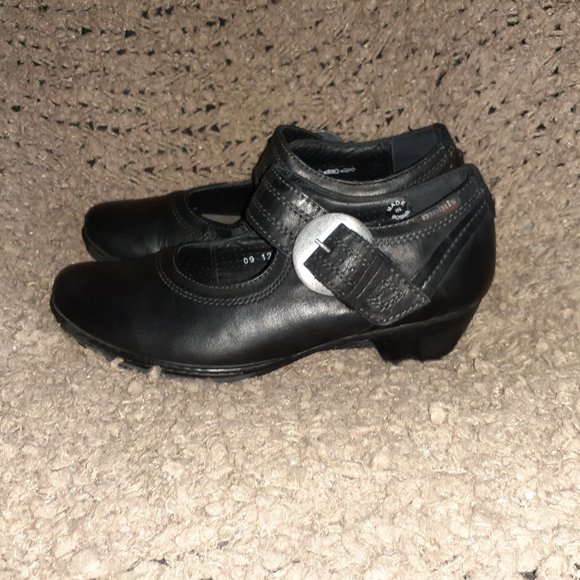 MEPHISTO-Air Relax-Black Leather Mary Janes-Buckle-Size 6.5-Excellent - Picture 2 of 7